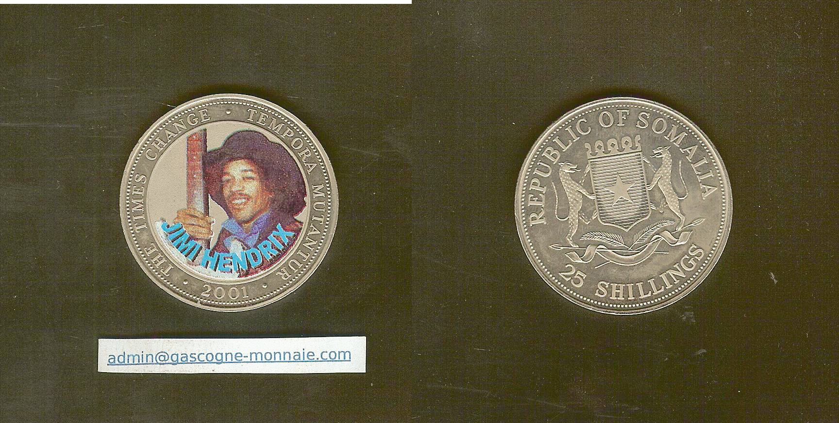 Somalia 250 shillings  Jimi Hendrix 2001 FDC